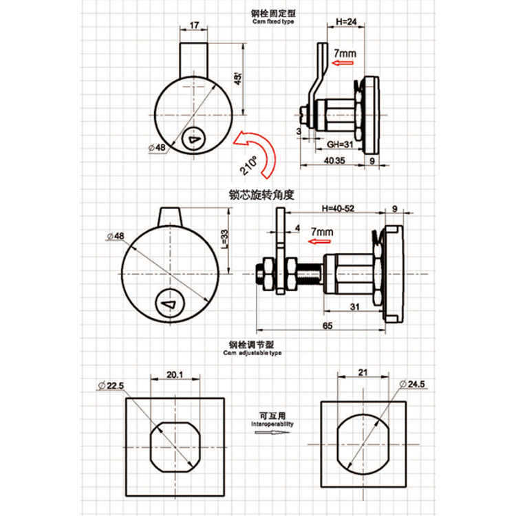 Pyöreä korkki työkalutyyppi Compression Lock-A6086